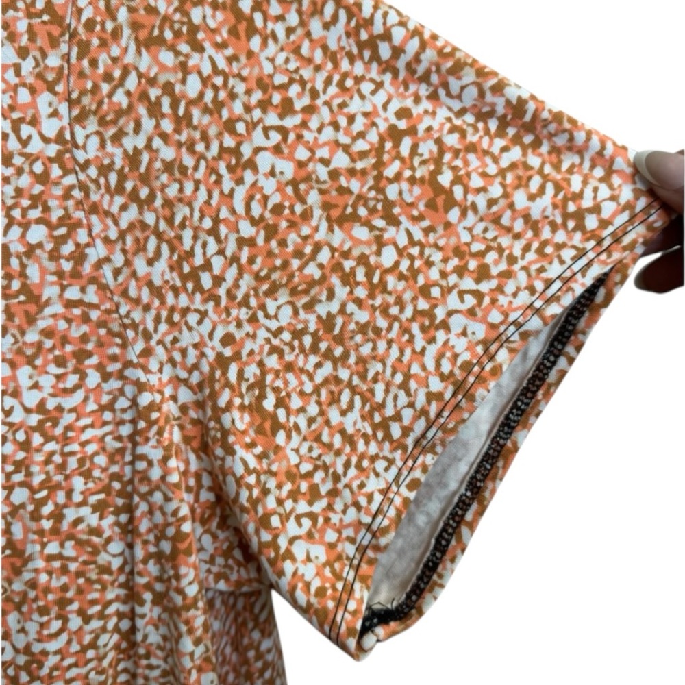 Tahari Orange Speckled Short Sleeve Crew T-Shirt Dress - Picture 5 of 7